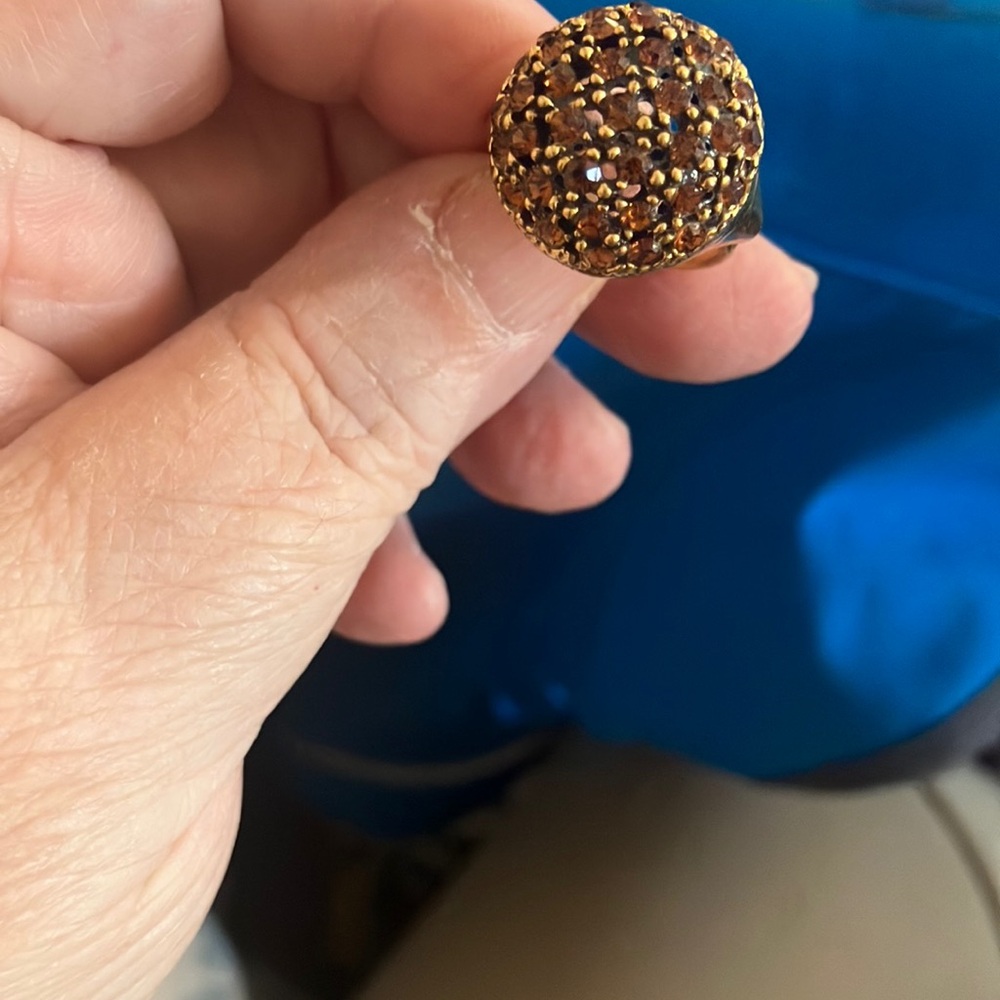 Elegant Gold and Brown Women's adjustable dome Ring